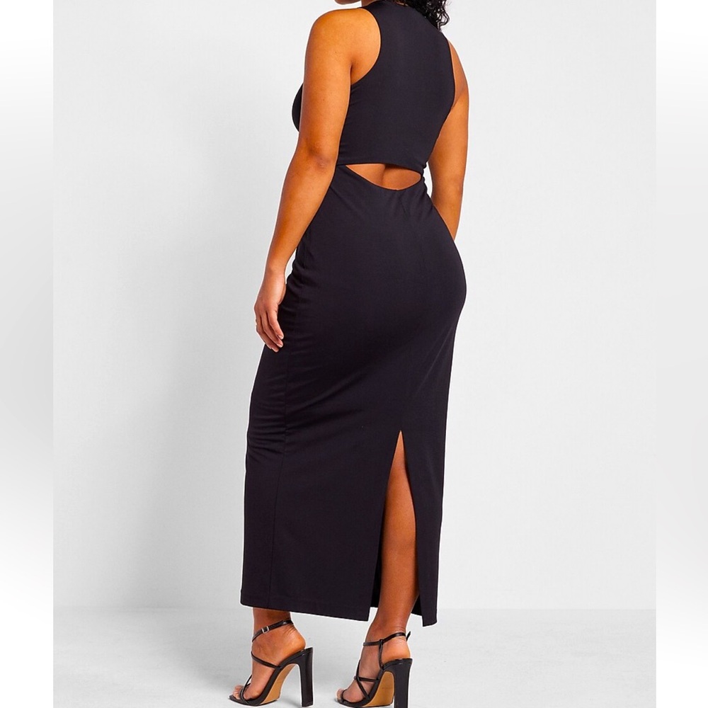 EXPRESS Body Contour High Neck Back Cutout Maxi Dress